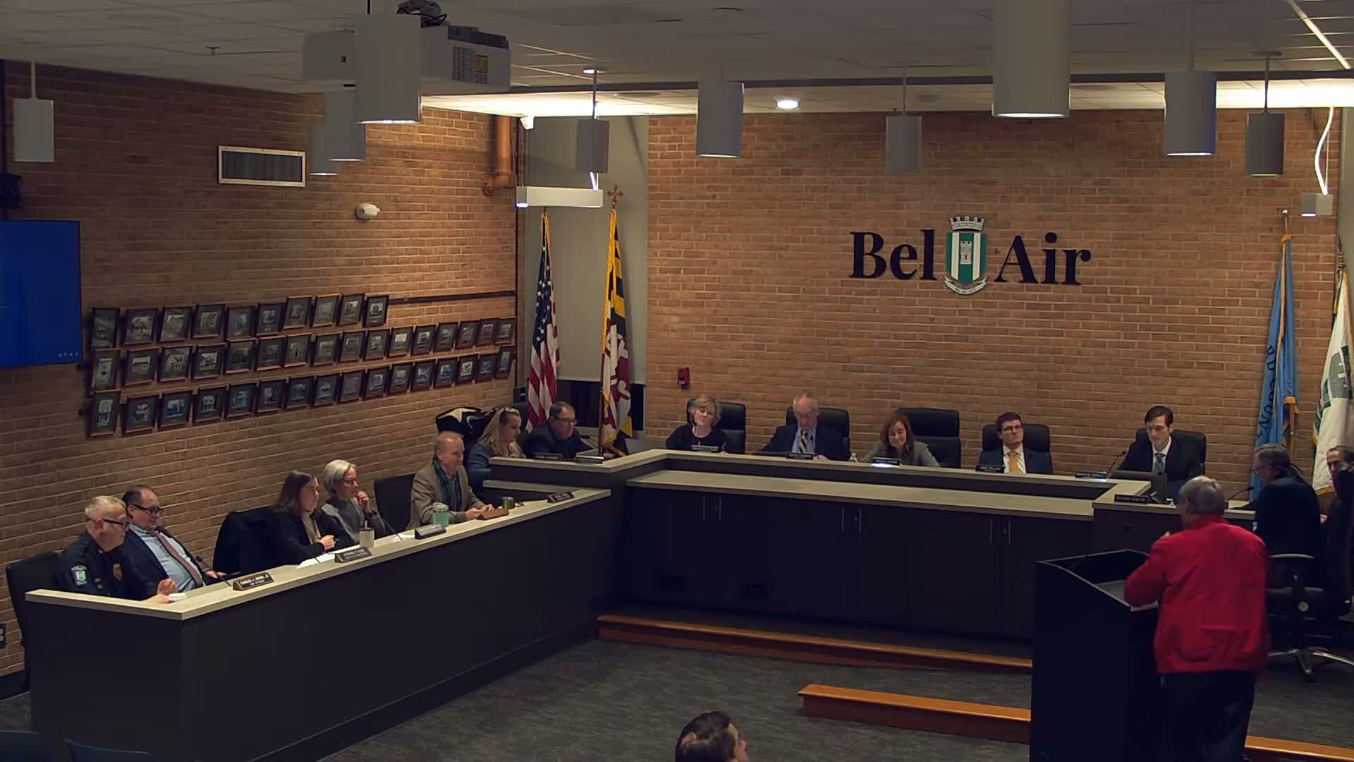 Resident urges Bel Air to fully fund two police officers for 2026–27 budget