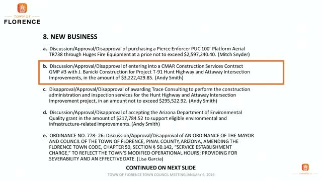 Florence council approves $3.22 million contract for Hunt Highway and Attaway intersection improvements