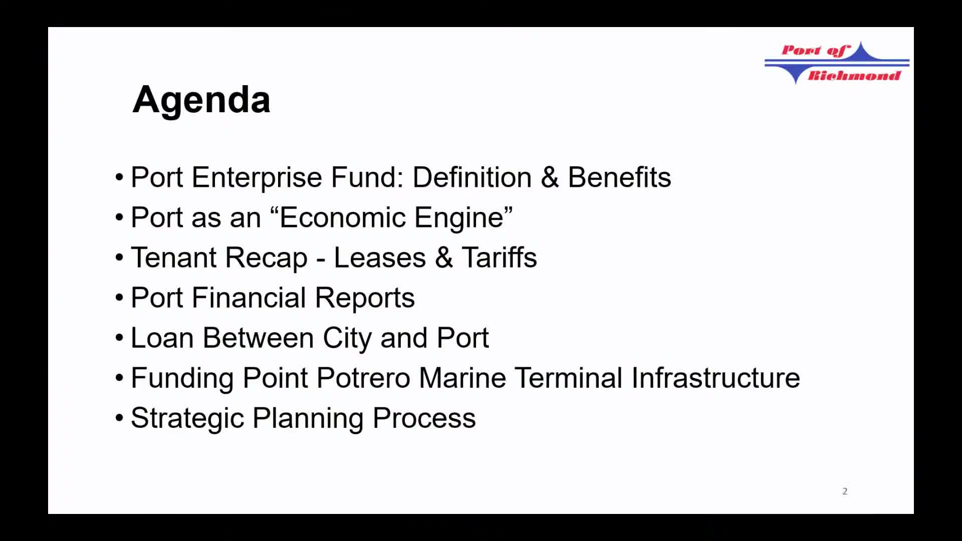 Port of Richmond outlines enterprise fund strategy, $20M reserves and planned strategic‑planning work