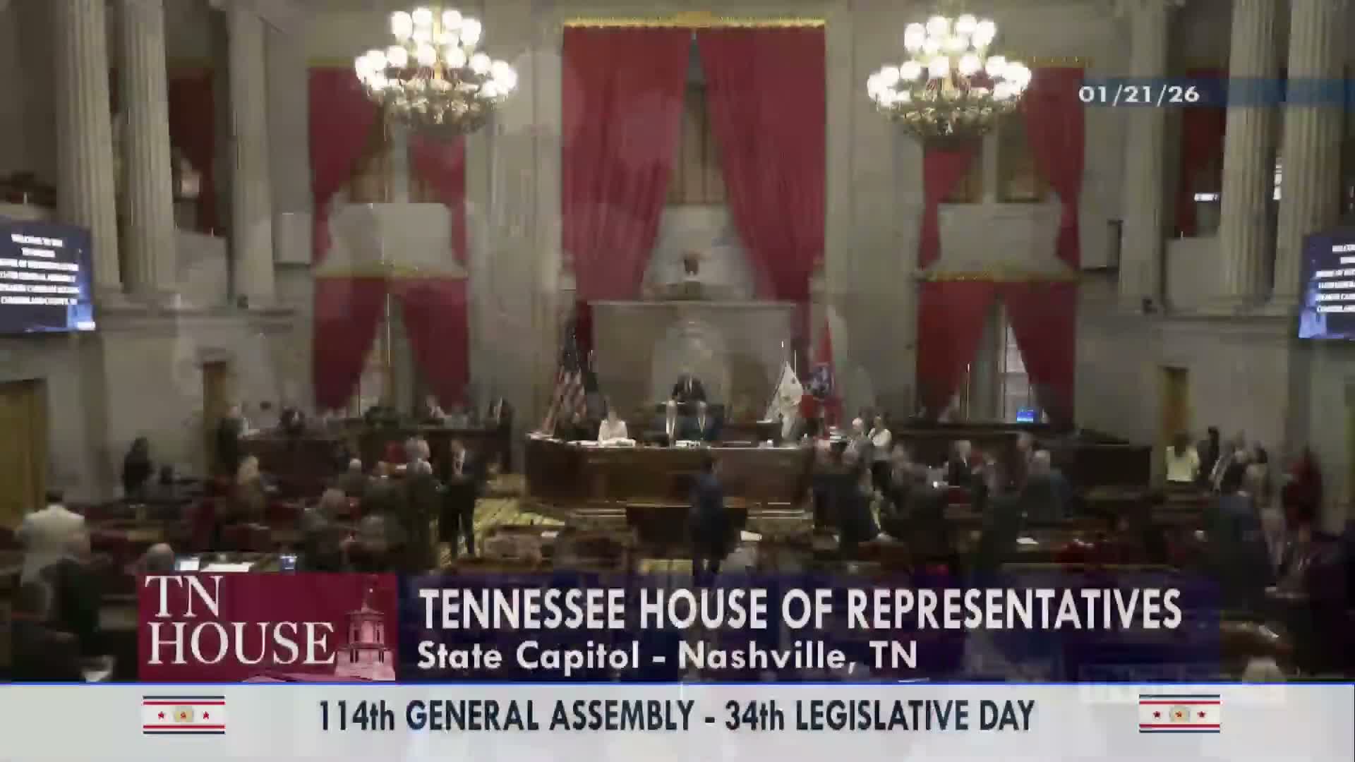 Tennessee House opens session, passes consent calendar and withdraws several bills from committee