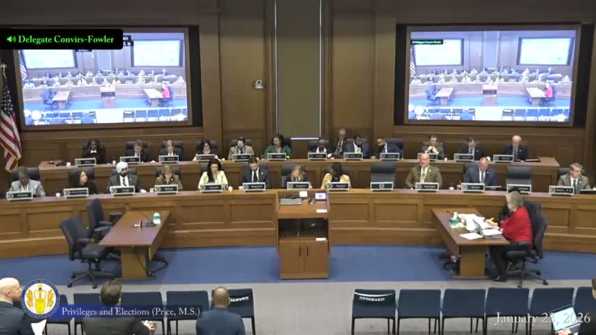 Committee reports HB 963 implementing voter‑qualification amendment; League of Women Voters urges passage