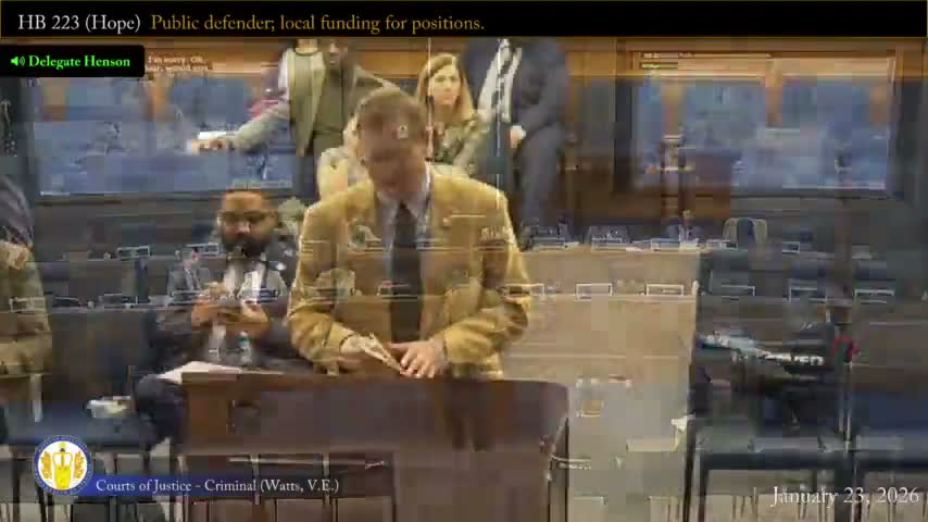 Subcommittee clears bill confirming localities may fund public defender positions