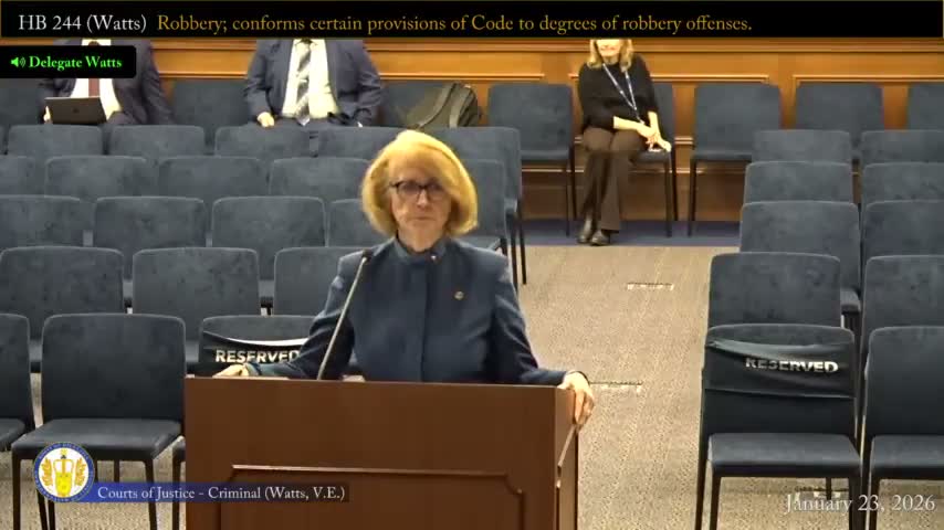 Subcommittee approves technical fixes to robbery code after debate over prior-conviction effects