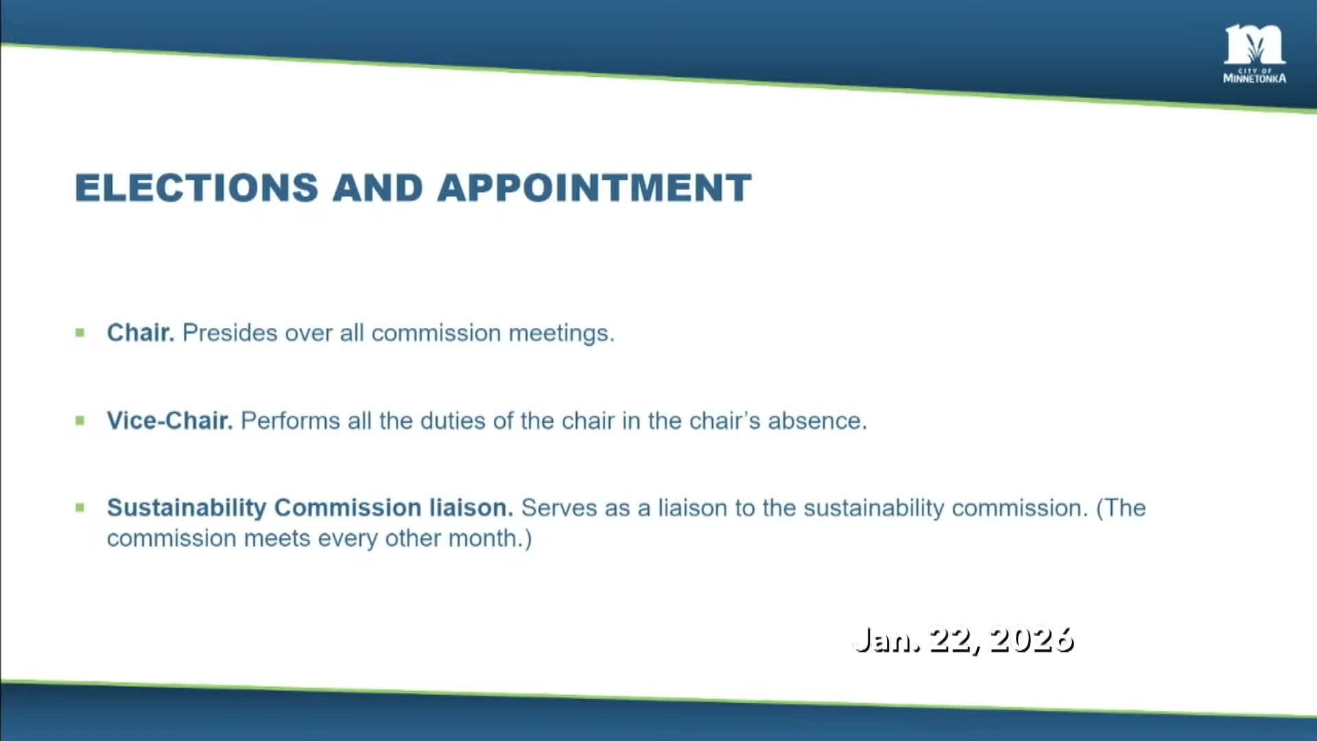 Minnetonka Planning Commission re-elects Chair Maxwell and names Commissioner Banks vice chair; bylaws unchanged