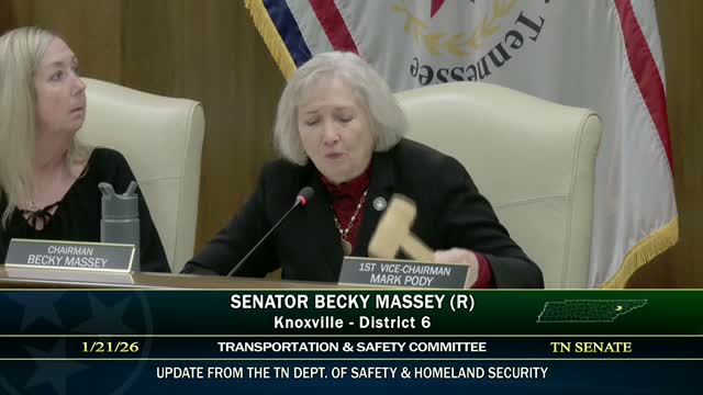 Senate Transportation and Safety Committee meets, hears presentations and adjourns