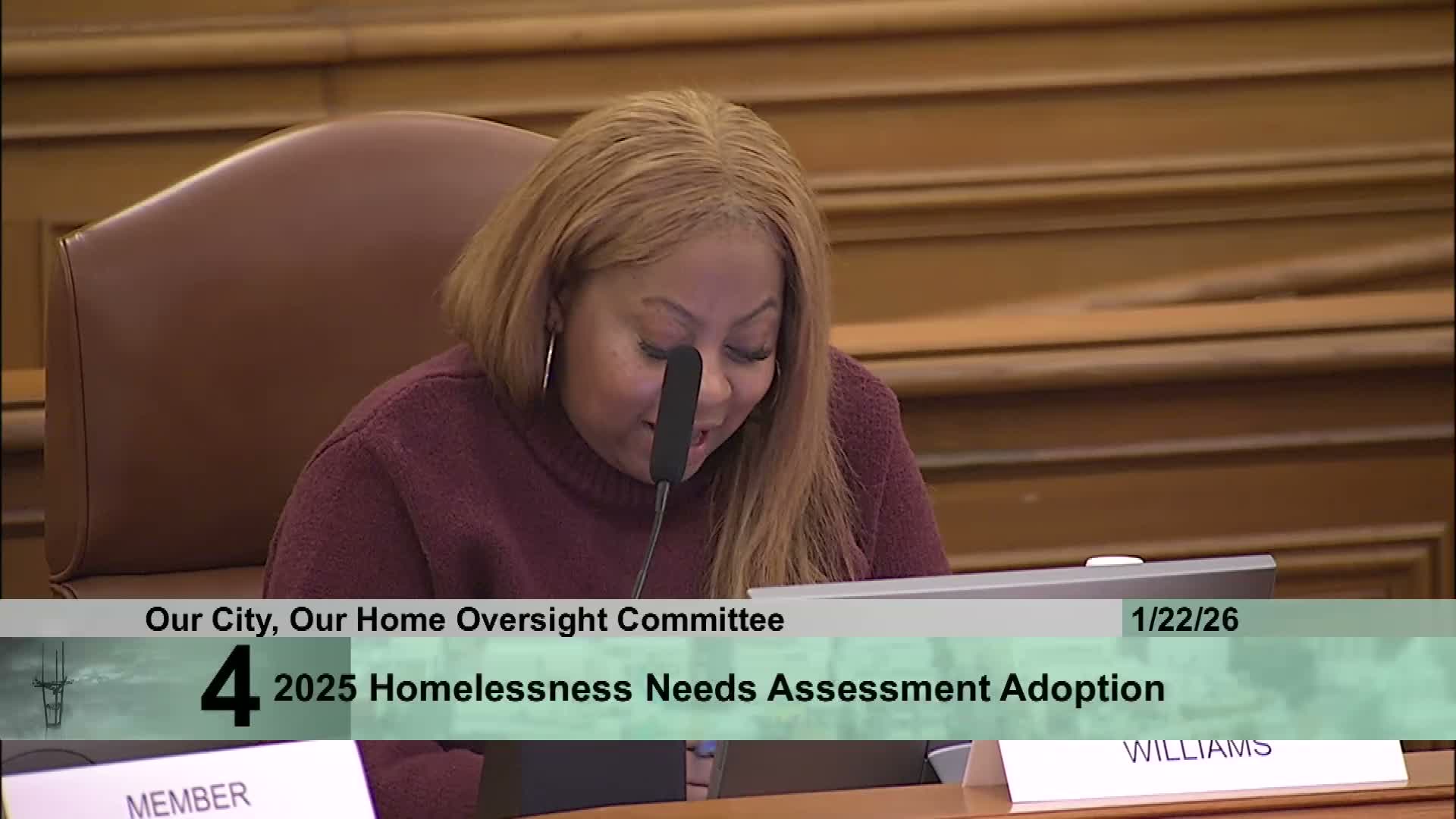 Oversight committee adopts homeless needs assessment; procedural votes pass