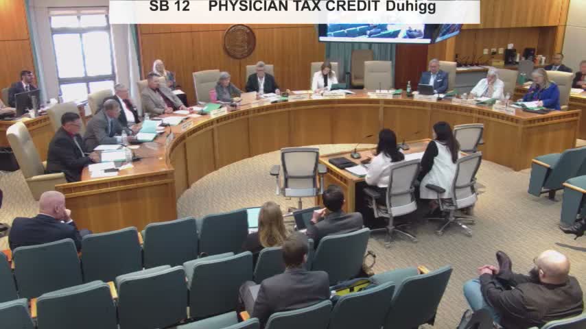 Senate committee hears $4,000 physician tax credit proposal; sponsors say it would stack with rural credit