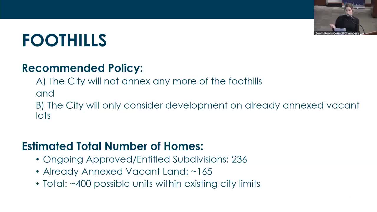 Boise staff recommend stopping further foothills annexation, allowing limited infill on annexed vacant lots