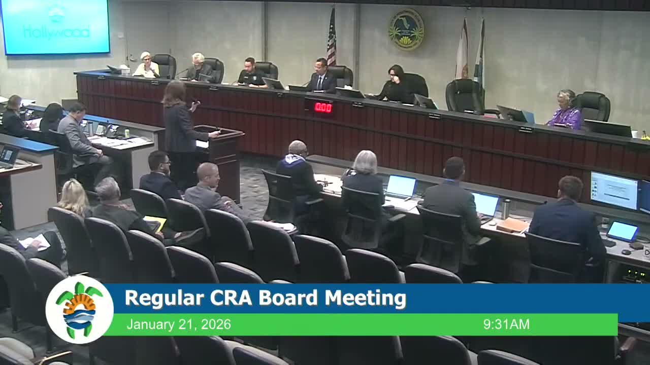 CRA approves up to 50% PIP reimbursement for Hollywood Towers improvements, with abstention noted