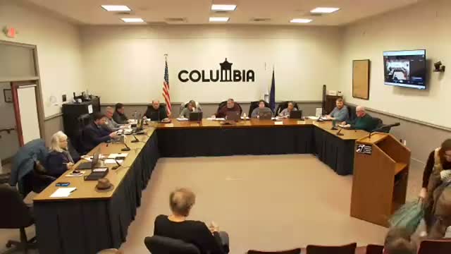 Columbia council hears residents' concerns about private snow‑plowing; mayor praises public works