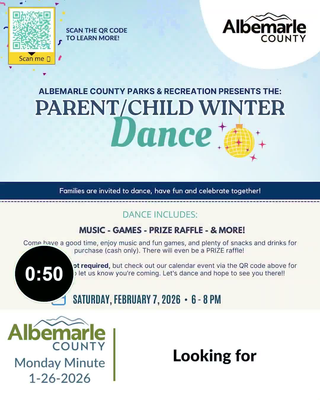 County announces Parent-Child Winter Dance in Crozet for Feb. 7