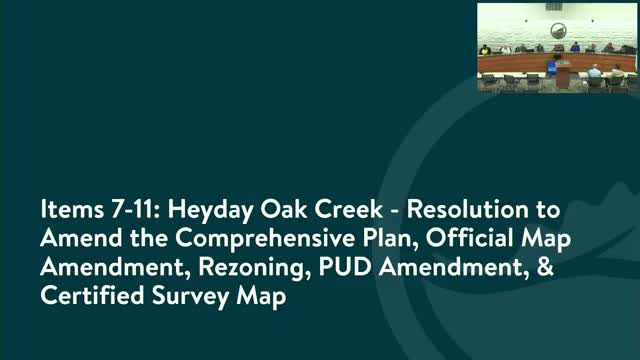 Planning Commission backs Heyday Oak Creek Phase 2; multiple land‑use actions go to Common Council