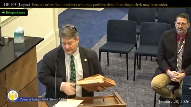 Subcommittee approves bill letting clerks process officiant applications and waive surety for bond