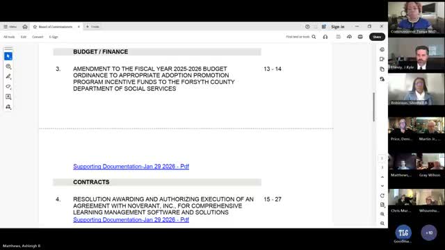 Forsyth County budget briefing: $115,520.12 state adoption incentive recommended for Social Services