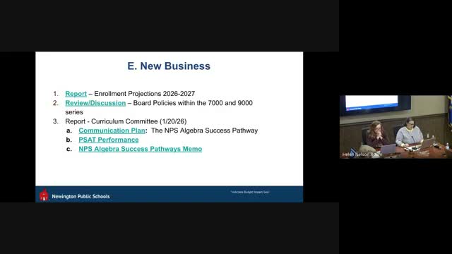 Curriculum committee recommends new textbooks, a marching-band credit change and lays out middle-school math communications