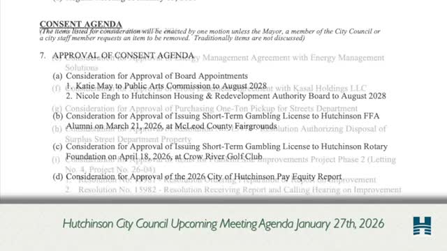 Hutchinson agenda includes solar projects, cross-easement and Franklin site improvements