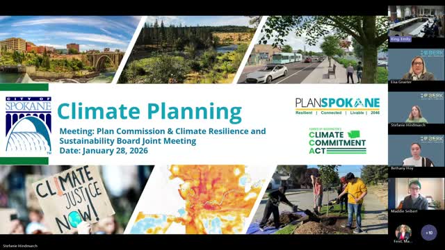 Spokane planning bodies review draft climate-policy package for Plan Spokane 2046