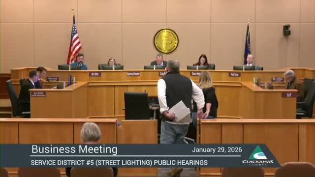 Clackamas County adopts updated street‑lighting rules for Service District No. 5