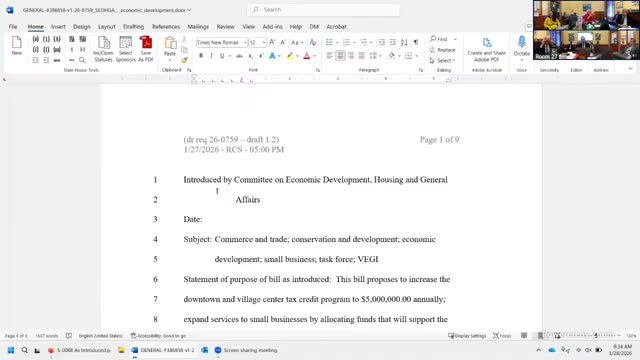 Senate committee previews economic development bill: downtown tax cap, small‑business legal aid, microbusiness grants and task forces
