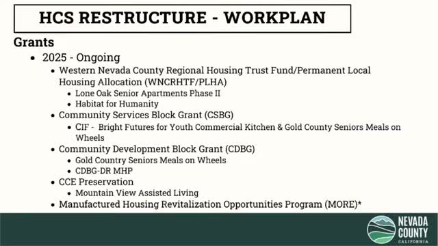 Housing staff detailed grant pipeline, mobile home rehab program and down‑payment assistance pilot