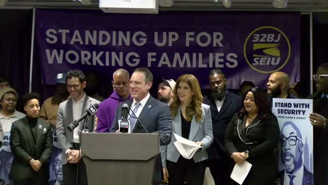 Union, family and City Hall allies rally as City Council prepares to move on security officers’ wage and training bill