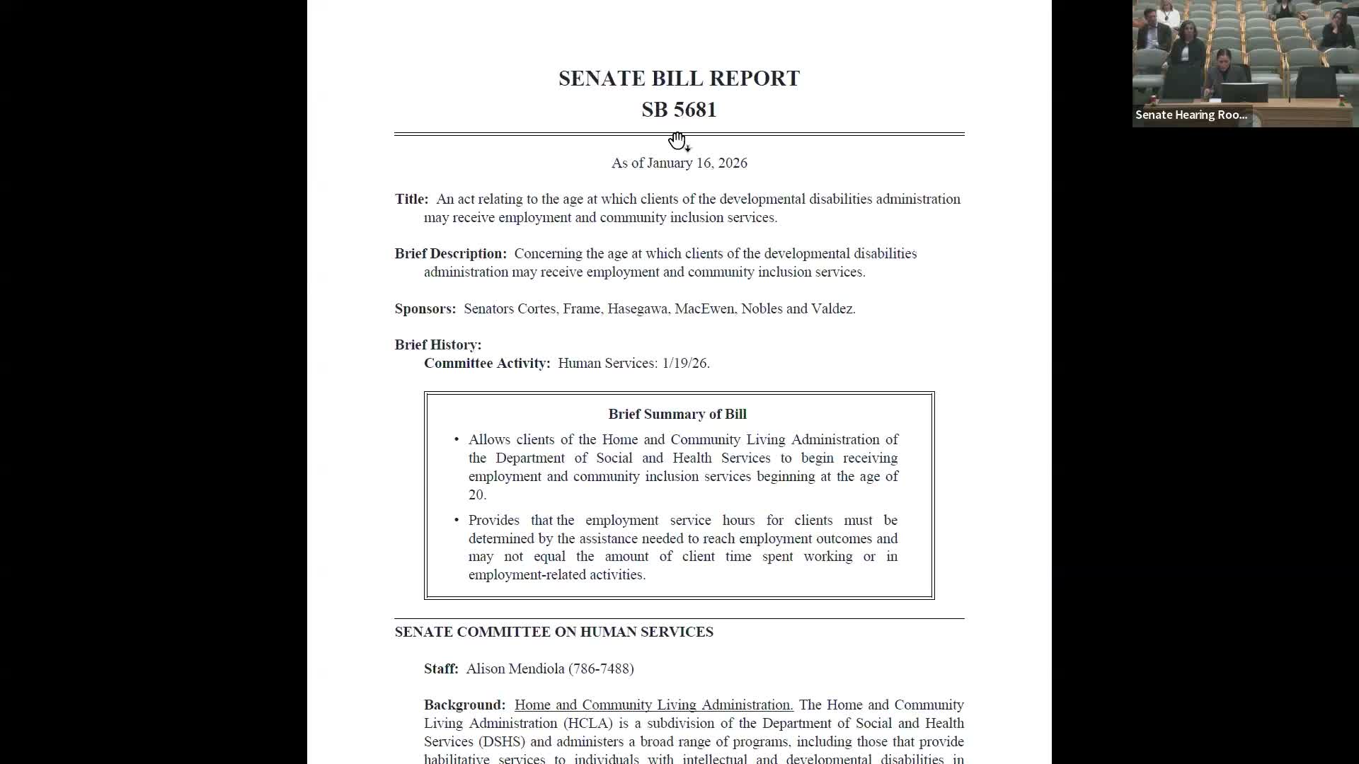 Committee hears bill to let young adults with disabilities access HCLA employment supports at 20