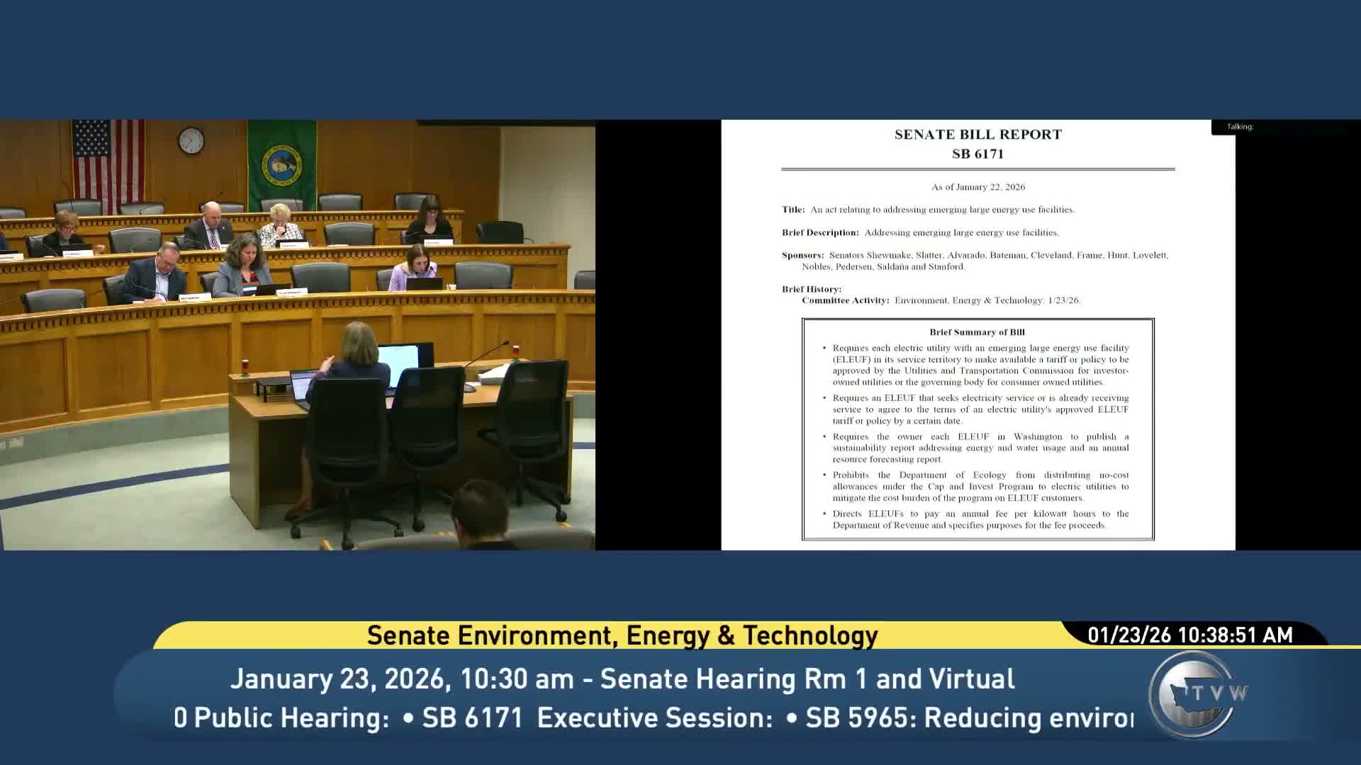 Senate committee hears wide debate on bill to regulate data centers; staff outlines tariffs, reporting and small fee