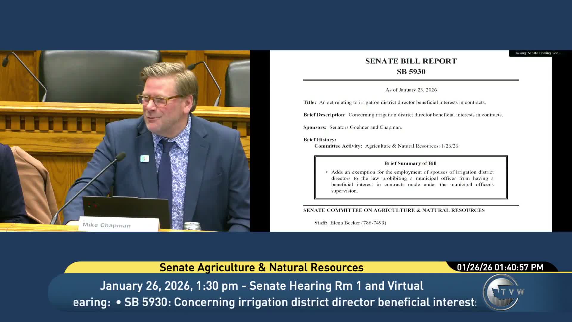 Senate committee hears bill to allow spouses of irrigation directors to be employed by districts