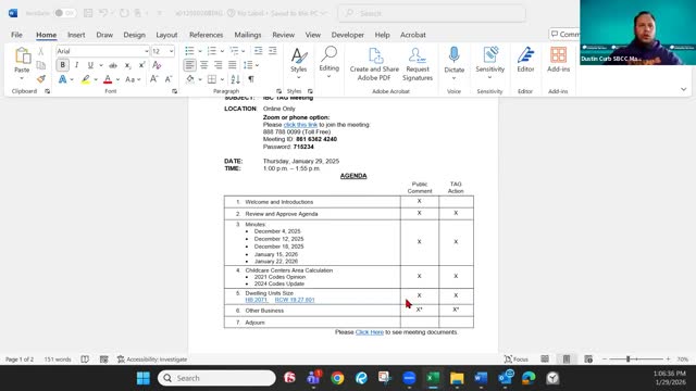 Building Code Council TAG debates smaller dwelling‑unit rules but cannot act without quorum
