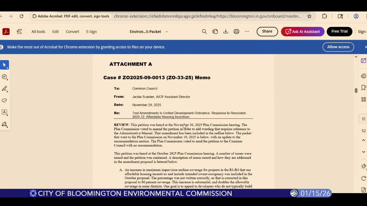 Bloomington planners propose allowing 80% impervious coverage for developments using affordable-housing incentive; commission seeks answers