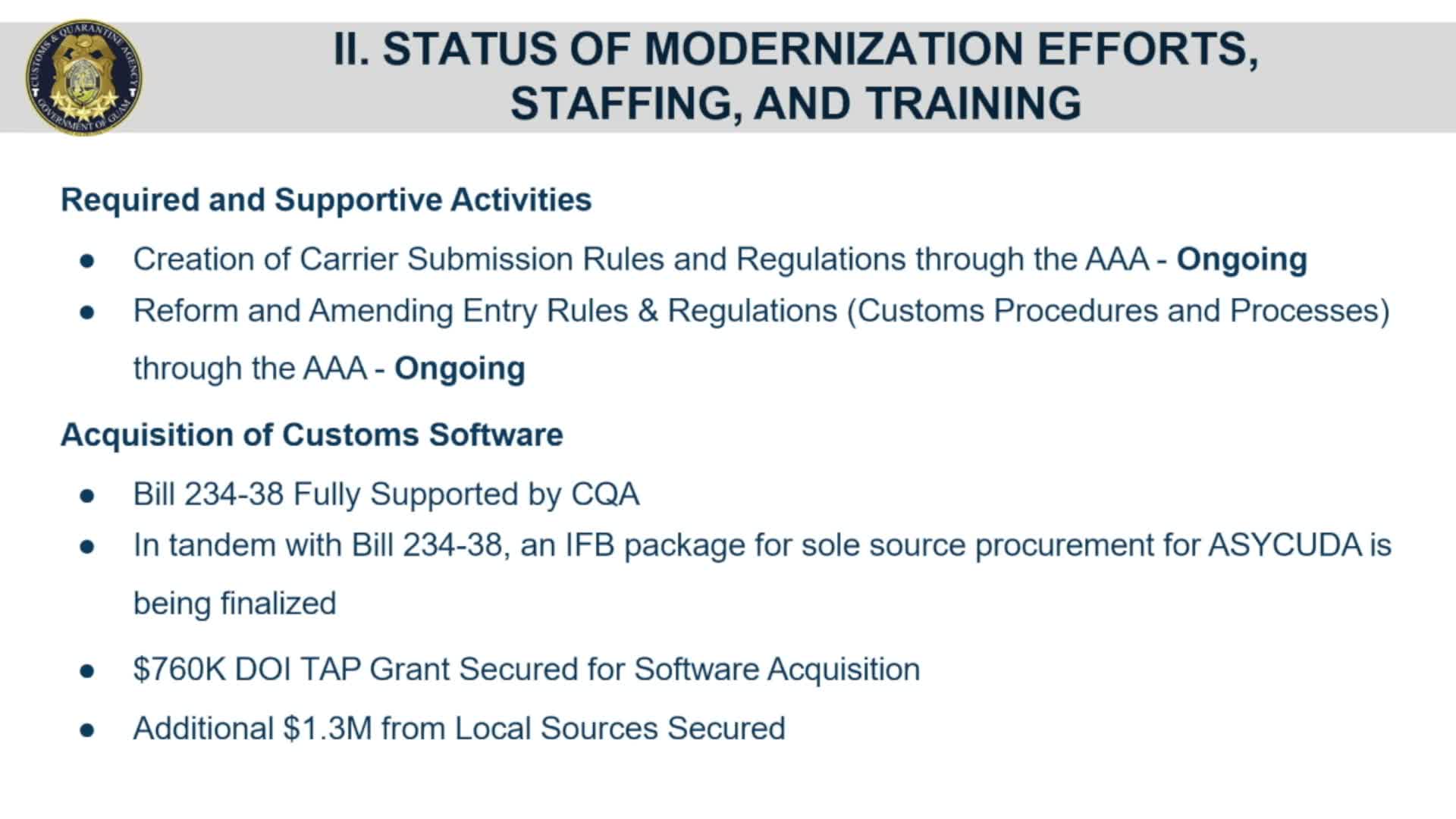 Customs automation plan advances amid grant, procurement and timeline hurdles