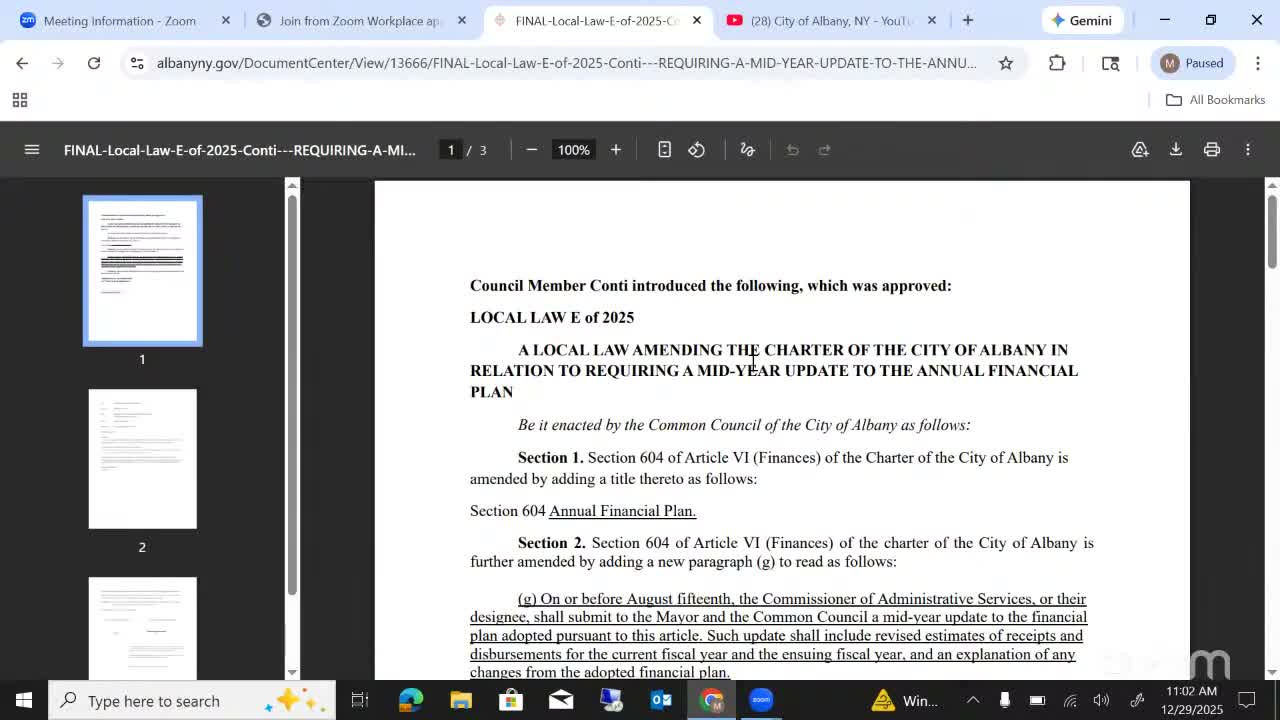 Albany public hearing on Local Law E of 2025 closes with no public comment