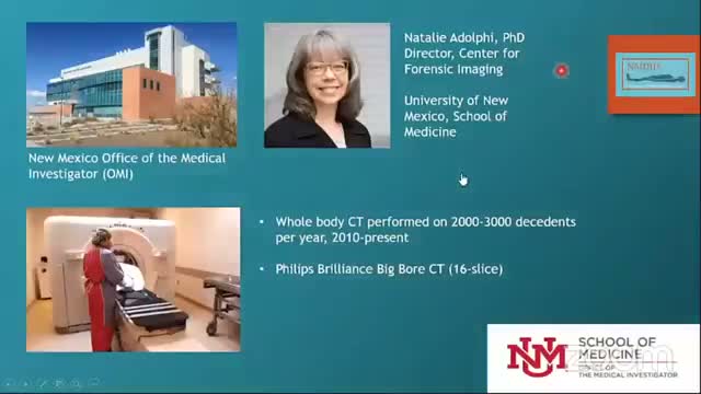UNM’s forensic imaging center demos how to access and measure postmortem CT images from NMDID