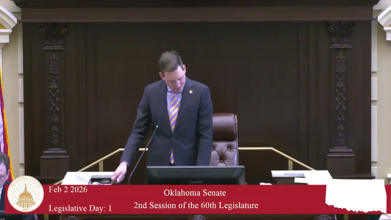 Oklahoma Senate approves $1,500 per‑senator office allotment for 2026, adopts mileage report and logs first readings