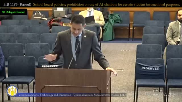 Subcommittee reports substitute for HB 11 86 to education, aims to limit AI chatbots in schools and set local guardrails