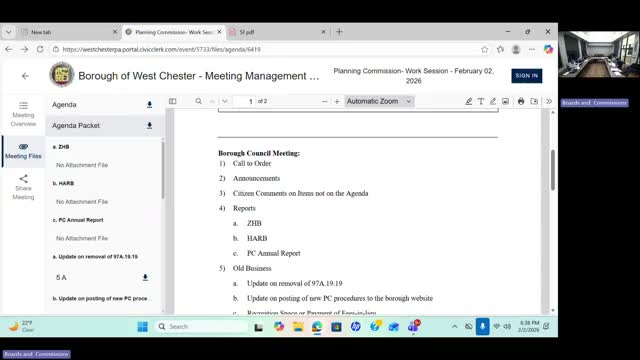 West Chester planning commission finalizes annual-report workflow, confirms digital submission requirements