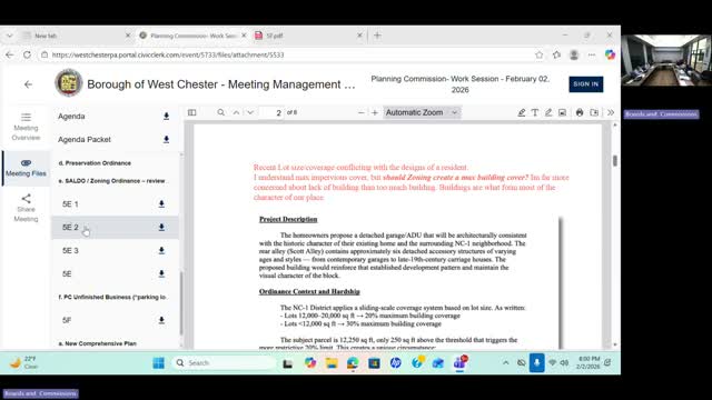 Resident's ADU blocked by coverage thresholds; commission questions building-coverage rule