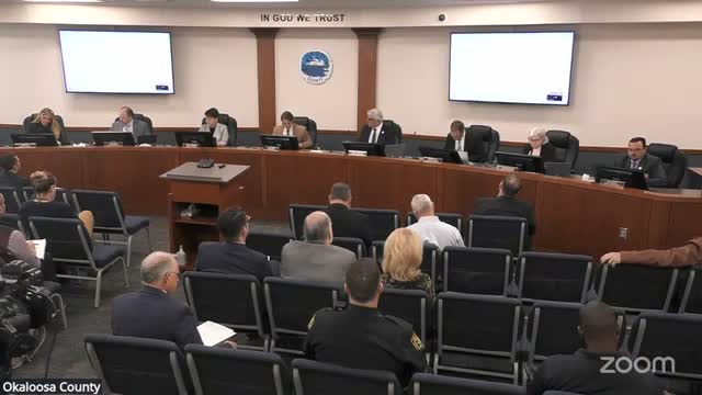 Commissioners approve consent items; donation of bulldozer approved with recusal and Destin Fire reimbursement tabled