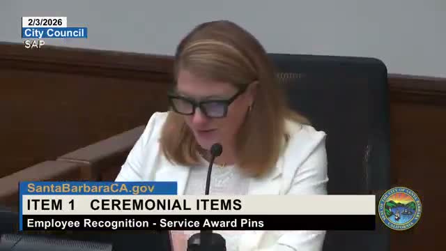 Santa Barbara council recognizes long‑service employees and approves consent calendar items including airport and water agreements