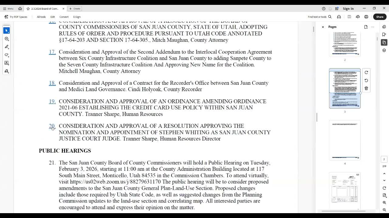 Commission confirms Stephen Whiting as justice court judge, one commissioner records opposition