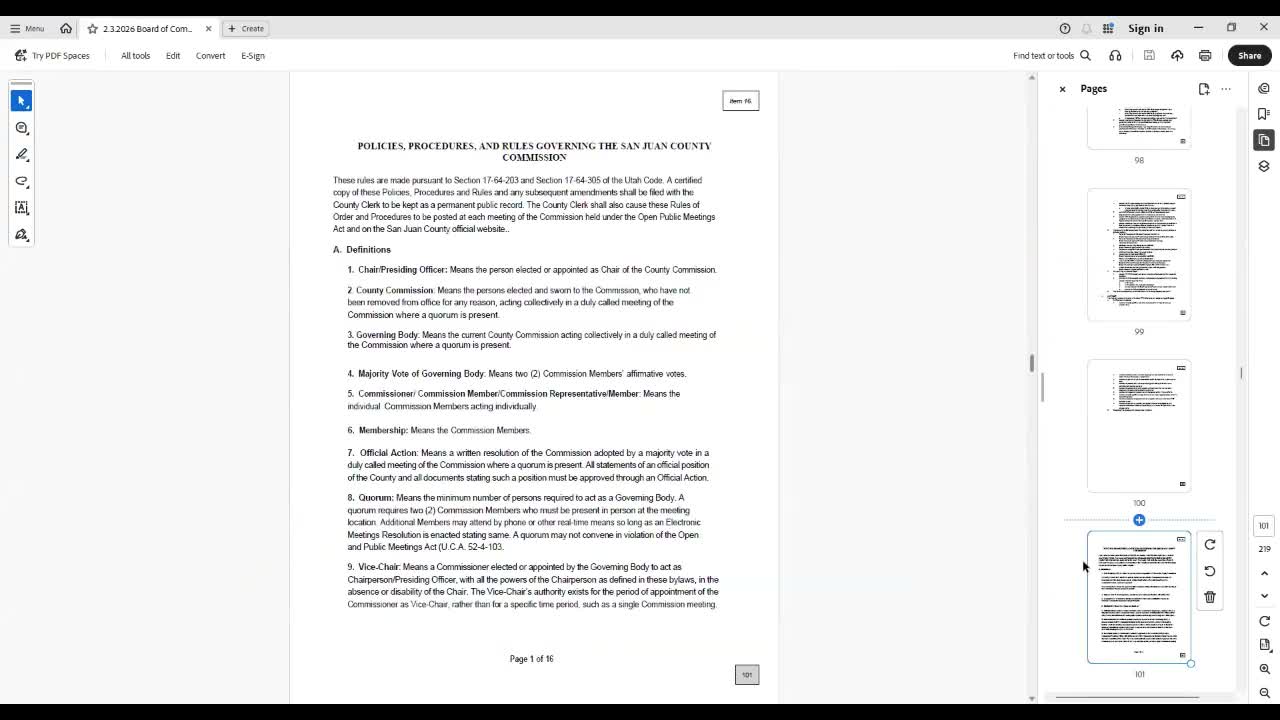 San Juan County postpones adoption of updated commission policies for public redline review