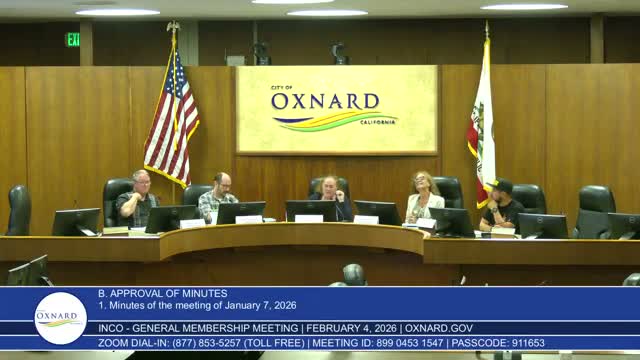 INCO approves Jan. 7 minutes; meeting adjourned