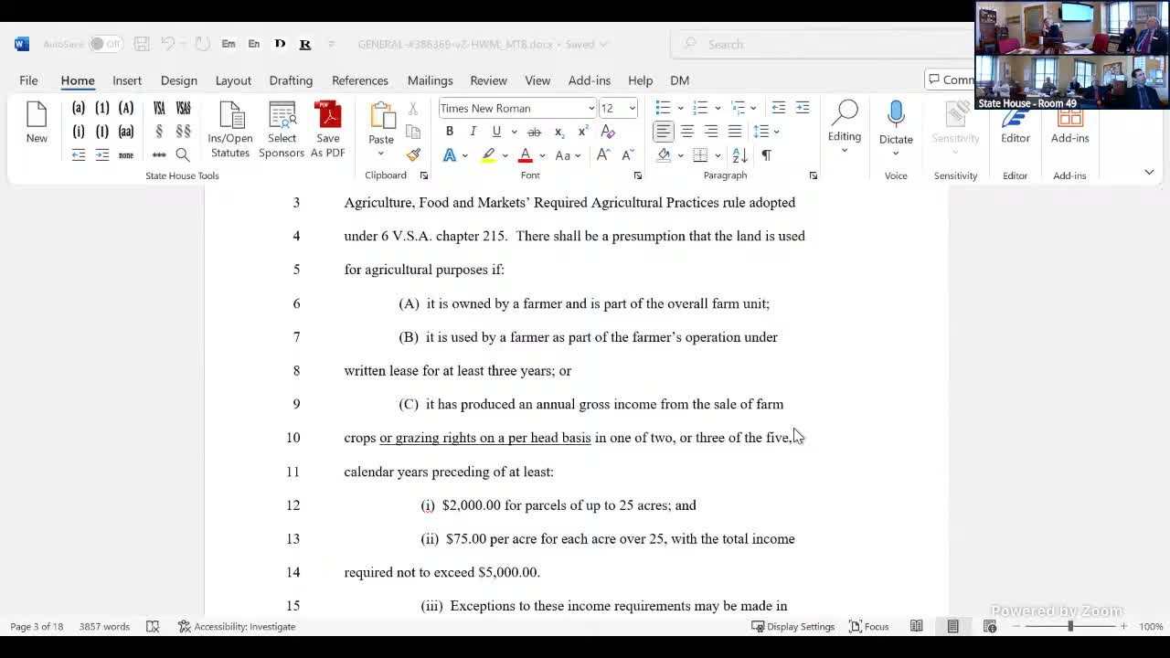 Committee reviews Department of Taxes proposals to speed valuations, widen appeals and add grazing eligibility for small parcels
