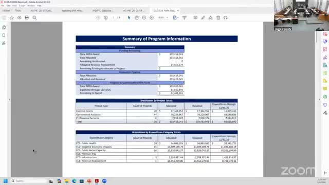Kane County ARPA staff report $81M spent; committee aims to obligate remaining funds before 12/31/2026