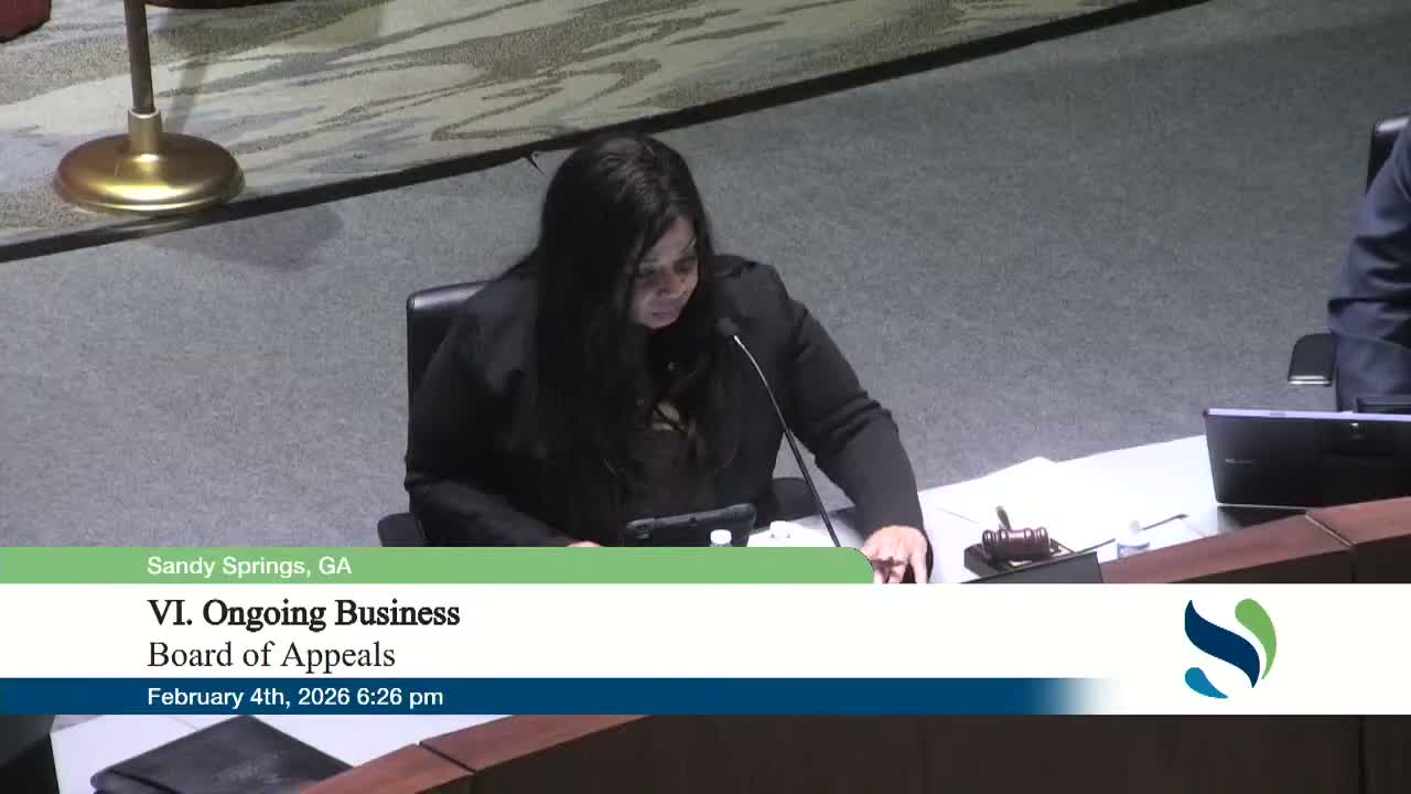 Sandy Springs Board of Appeals re-elects Sherry Allen as chair, selects Justin Sperano as vice chair; retreat set for March 20