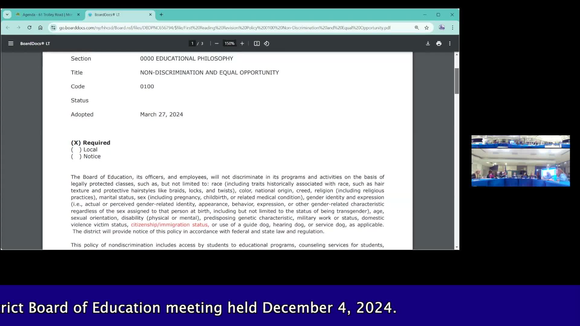 Hendrick Hudson board adopts updated nondiscrimination and Title IX policies