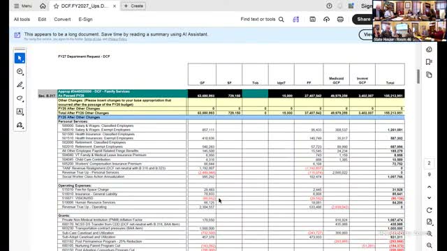 House panel reviews DCF budget as department proposes targeted program cuts and revenue realignments