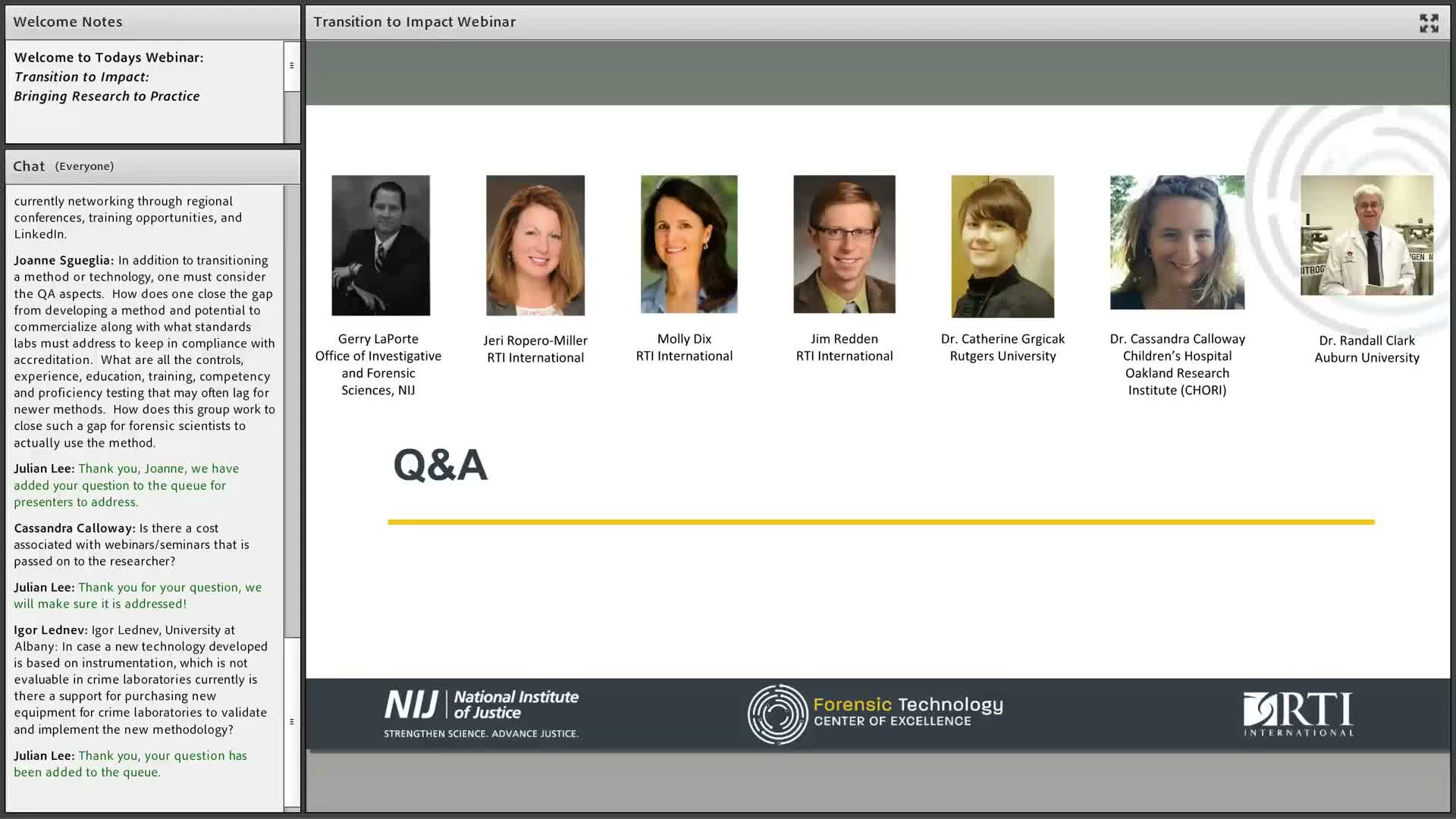 NIJ webinar urges researchers to plan for technology transition; FTCOE offers free help and a new postgraduate–lab match