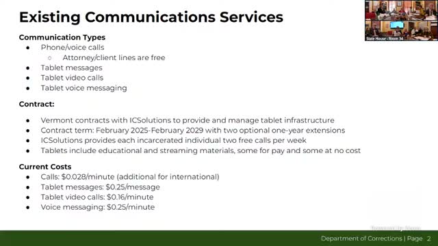 DOC officials brief committee on inmate tablets, phone service and projected costs
