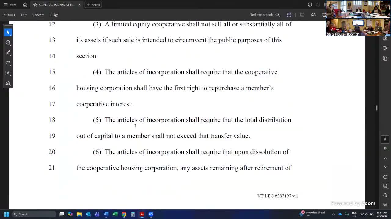 Committee weighs H.757 changes to manufactured‑home transfers and subleasing rules for limited‑equity co‑ops